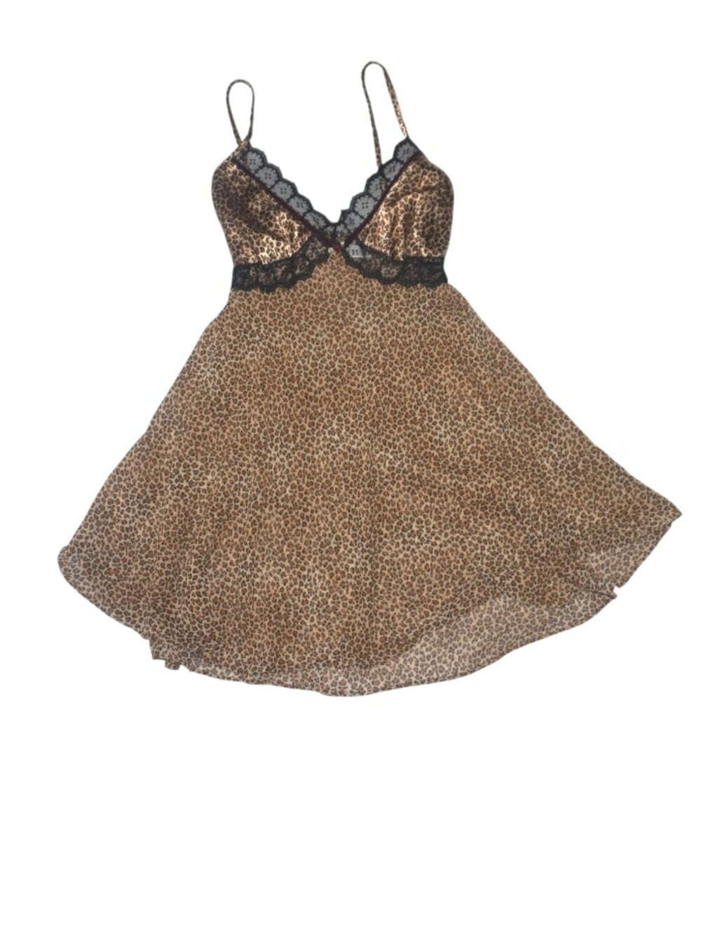 Vintage 90s Y2K Leopard Print Chemise Micro Mini Dress Gilligan O'malley S
